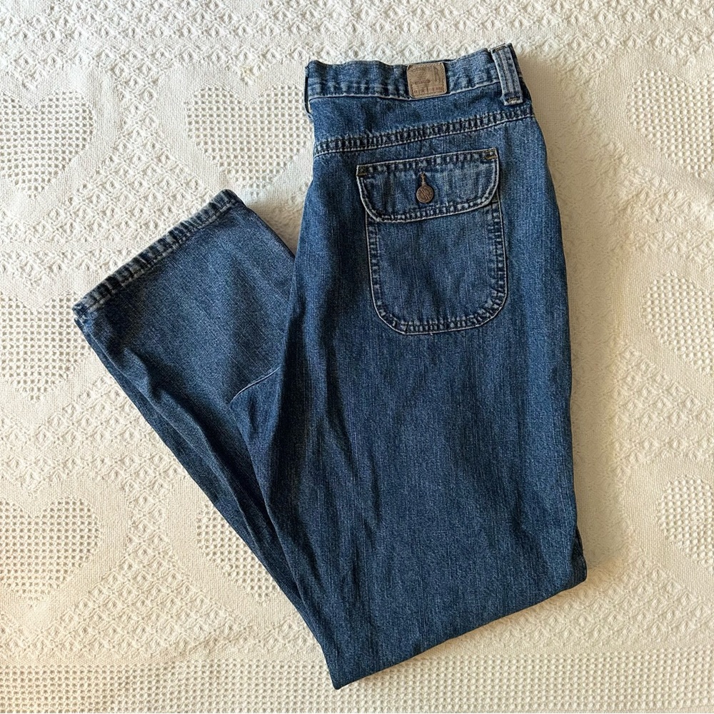 Vintage Lee Riders Jeans Womens 16 Blue Denim High Waist Straight Flap Pockets